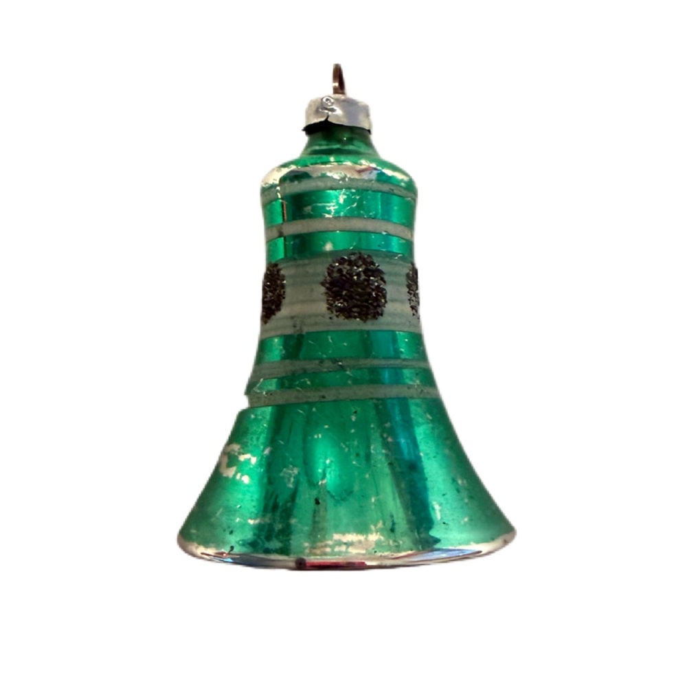 Vintage Handblown Mercury Glass Mica Bell Ornament Made in West Germany - Picture 6 of 10